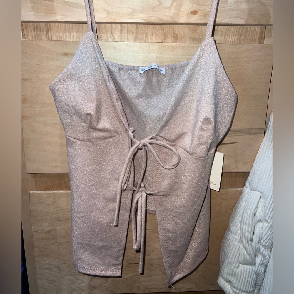 Shimmering Pink Tie-Front Top